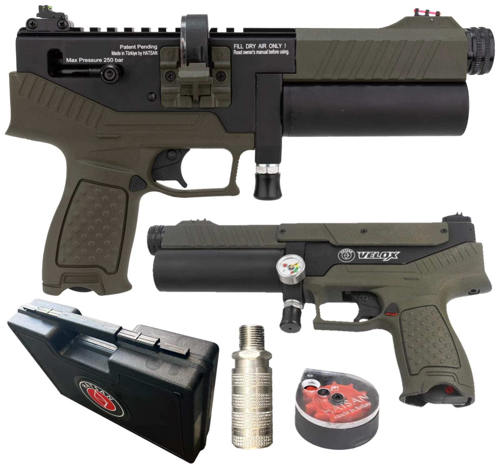 Hatsan Velox Bolt Semi-Auto PCP OD Green .22 Cal Air Pistol