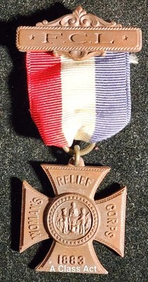 Rare F.C.L WOMAN'S RELIEF CORPS MEMBERSHIP BADGE RIBBON 1883. B1967