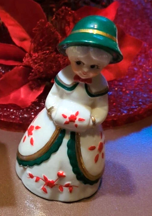 Vintage  Holiday Memories Collector Christmas Figurine Bell  Olde Time 4.25 Lady