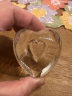 Steuben signed heart to heart Eric Hilton crystal glass hand cooler figurine