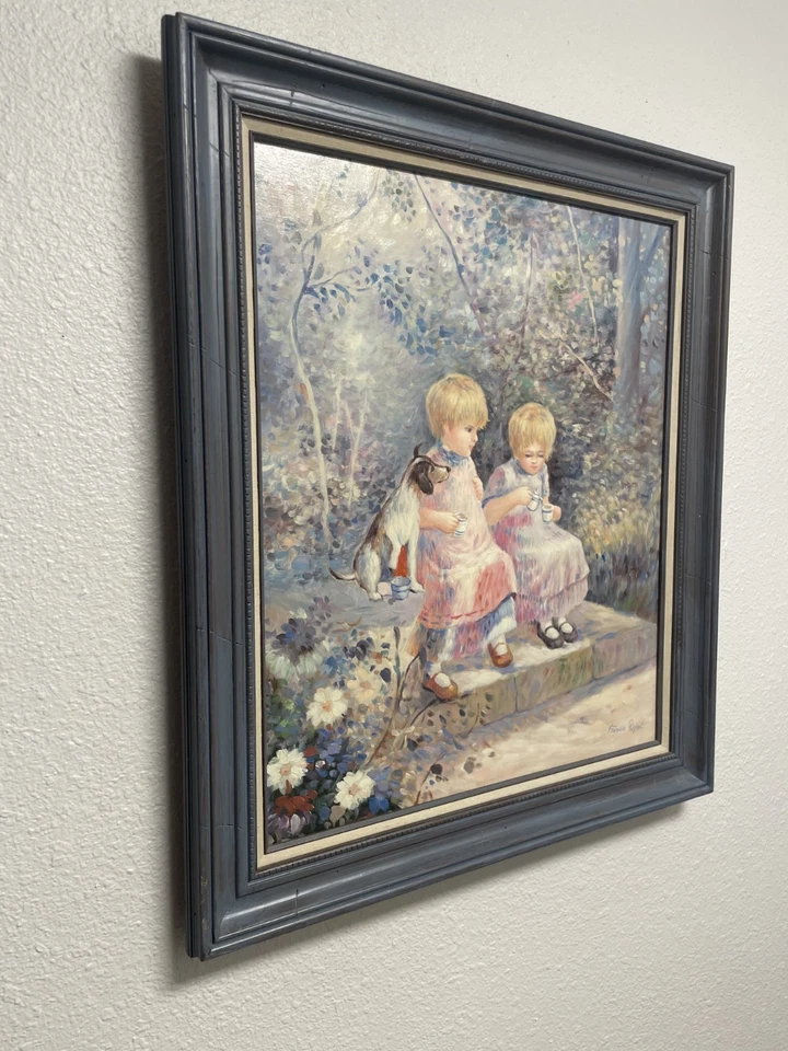 Vintage impressionista americano "Duas Crianças" por Frank Ryan - Imagem 3 de 4