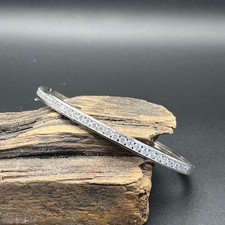 QVC Hallmarked Sterling Silver Channel Set Diamonique Bangle
