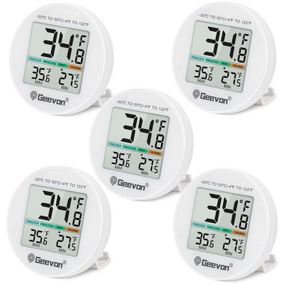 Small Digital Refrigerator Thermometer 5 Pack, IP65 Waterproof Commercial and...