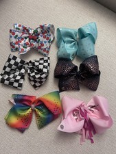 Lot Of 6 JoJo Siwa Bows Large 7” Rainbow Cheer, Cherries, and Checkered