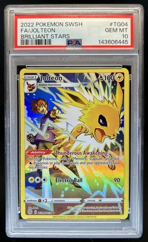 2022 Pokemon SWSH Brilliant Stars Jolteon Trainer Gallery Holo #TG04/TG30 PSA 10