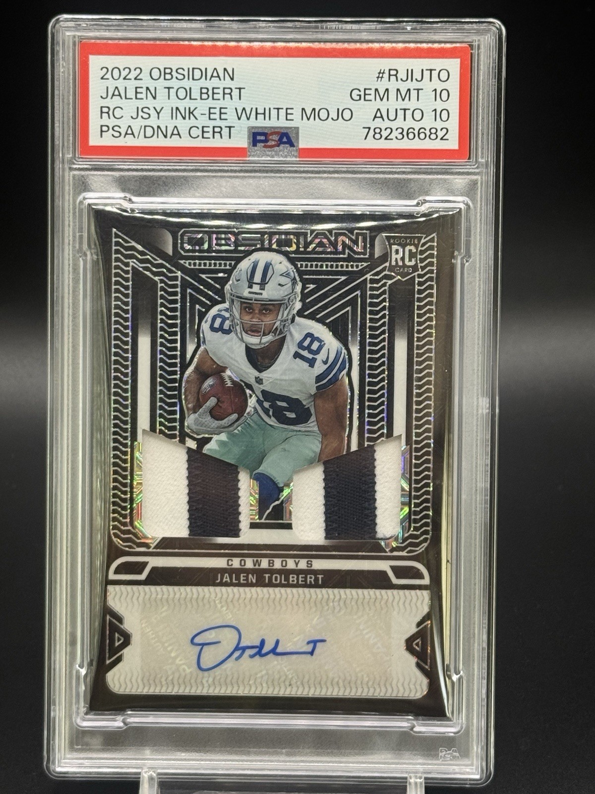 Jalen Tolbert Panini Obsidian Rookie Jersey Ink #RJIJTO Electric Etch White Mojo