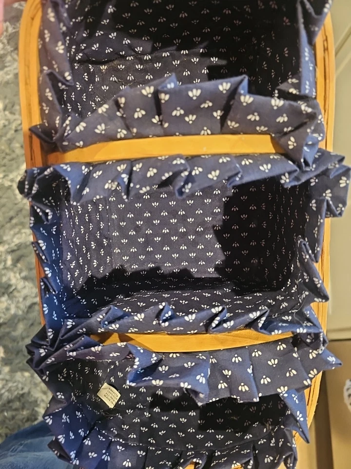 罕见复古 3 面长剑篮子蓝色打褶棉衬里 — 第 2/4 张图片