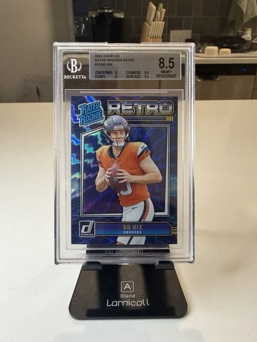 2024 Panini Donruss Bo Nix Rated Rookie Retro #19 PSA 8 NM-MT