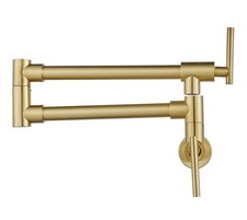 Pot Filler Faucet Brushed Champagne Gold Folding Stretchable Wall Mount Kitchen
