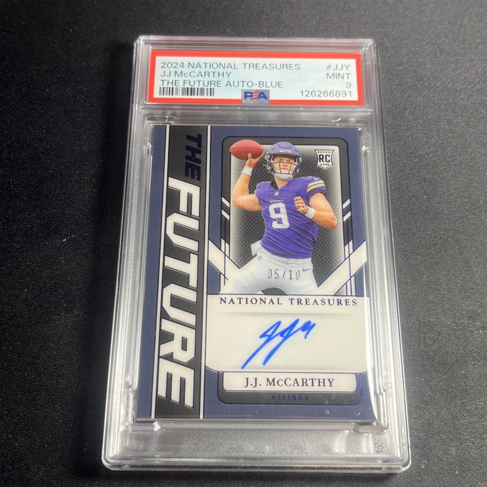 JJ McCarthy Panini National Treasures the Future Autographs #JJY Blue