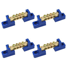 4PCS Grounding Bus Bar 4 Positions Terminal Block Ground Bus Bar Brass Wire