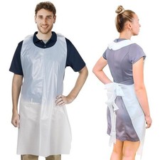 1000 Pack White Poly Disposable Aprons 28x42 1 Mil Low Density Polyethylene