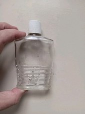 Vintage Clear Glass Bottle With Ribs And Crown Logo 4.5 In. HAS LID NO LABEL