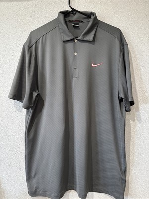 Nike Tiger Woods Polo Shirt Mens Large Gray TW 3 Button Golf PGA Blade