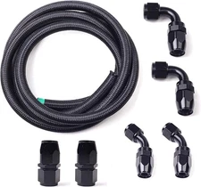BLACKHORSE-RACING 10Ft 10 an AN10 Nylon and 10AN Fitting + Hose, Black 