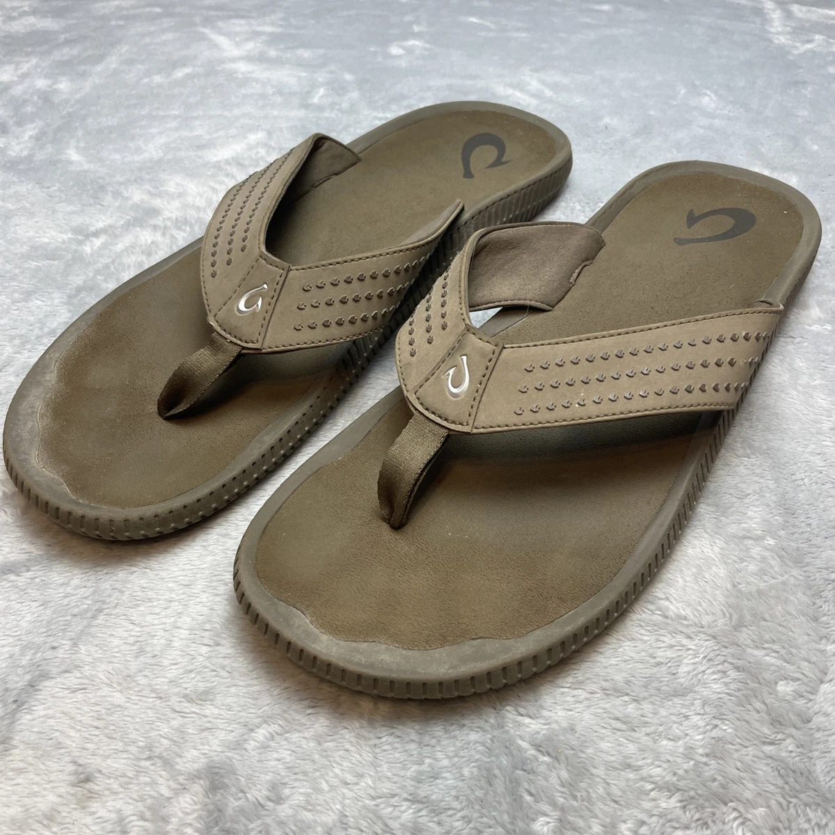 OlaKai Men\'s Thong Flip Flops Size 14 Brown Lightly Used OluKai Ohana men main image 3