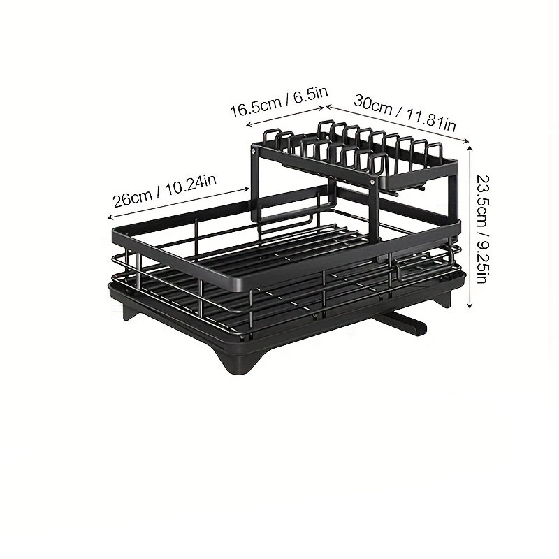 Estante de secado de platos de cocina de acero inoxidable con soporte para utensilios y tabla de drenaje duradero Foto 3 de 4