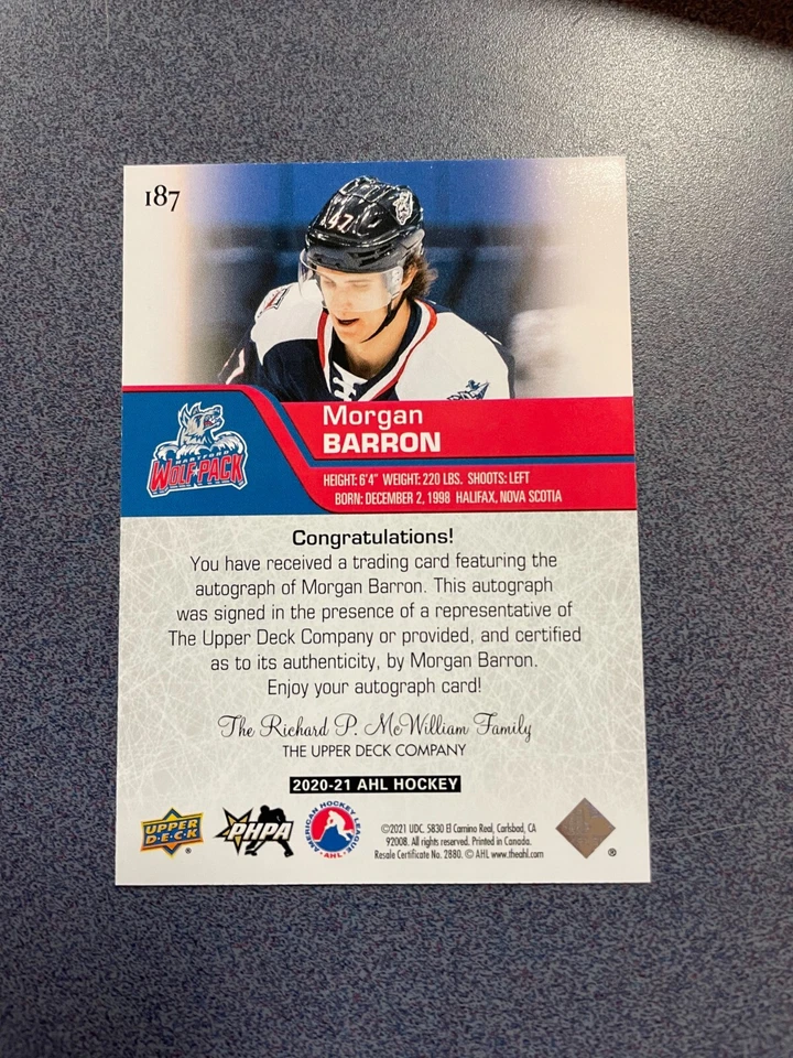 @DC10) 2020-21 Upper Deck Star Rookie AUTO AUTOGRAPH MORGAN BARRON - Image 2 of 2