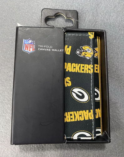Green Bay Packers NFL Canvas Crest Tri-Fold Wallet Brand New In Gift Packaging - Picture 3 of 3