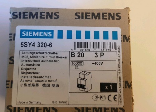Siemens Tripple Pole MCB Mini Circuit Breakers 5SY4320-6 400v 20ka B20 - Picture 5 of 12