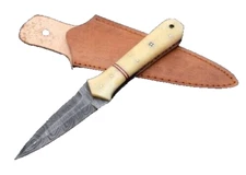 Handmade Damascus steel Fix Blade Hunting Dagger Double Edge Knife Survival