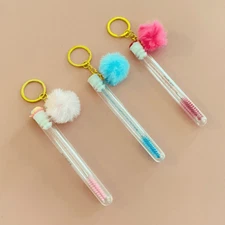 3 for $10 Tube Eyelash Brush/Spoolie with Furball & Gold Keychain | Mascara Wand