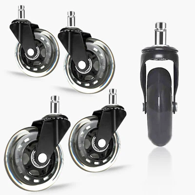 FOH Set of 5 Office Chair 3" Rubber Caster Swivel Wheels Replacement Heavy Duty US