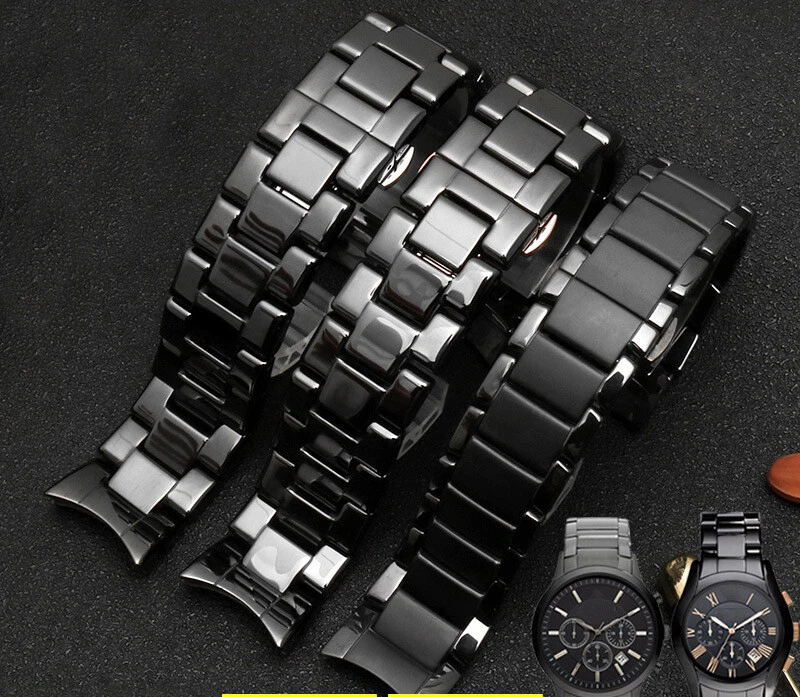 Correa de cerámica curvada 22/24 mm apta para correa de reloj Armani AR1451/1452 AR1400 AR1410 Foto 3 de 4