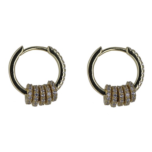 Lucky Ring Huggies, Sterling Silver Earrings, Mini Cubic Zirconia Loops, CZ, Hug - Picture 8 of 8