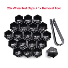Set Of 20 Universal 19mm Black Car Wheel Hub Lug Nut Cap Cover Bolt Protector Us
