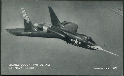 Tarjeta postal de avión de combate Chance Vought F7U Cutlass de la Marina de los Estados Unidos Fuerza Aérea - Imagen 1 de 2