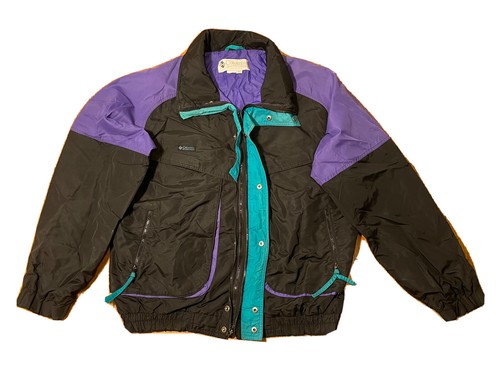 VTG Mens Columbia Powder Keg Jacket Teal Purple Black Size L - Picture 2 of 7
