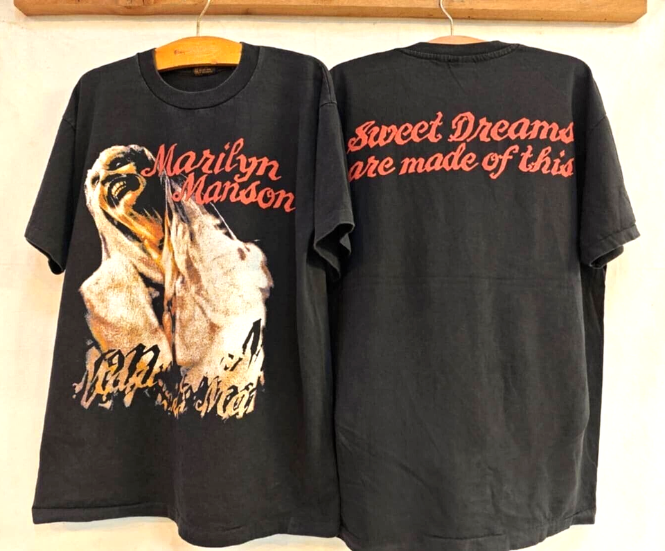 【DEARMINE】Solid Digital T-shirt Vintage Marilyn Manson Shirt Sweet Dreams Reprint Tee