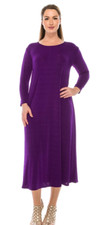 PURPLE Long Sleeve Long Dress No Iron Easy Care Red Hat