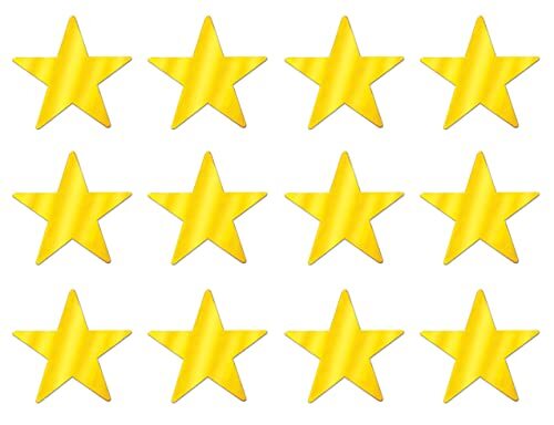 Beistle 12 Piece Gold Metallic Plastic Star Cut Outs 3.5" - Picture 1 of 1