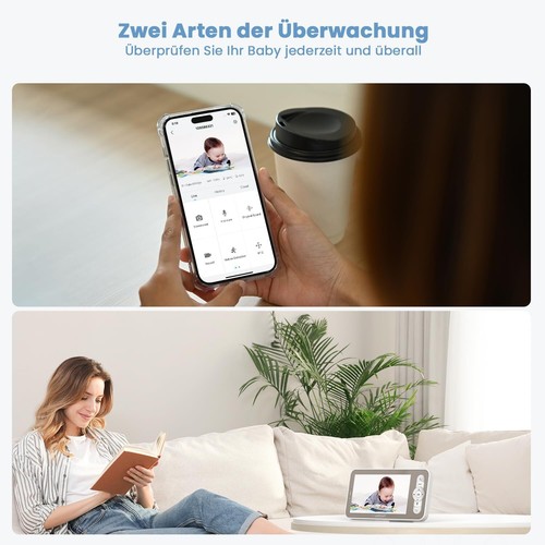 Babyphone mit Kamera und APP WLAN Babyfon Video 2K/3MP 5" Babyfon mit Halterung - Bild 8 von 15