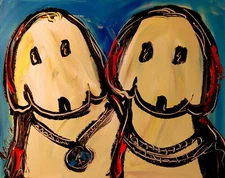 MARK KAZAV DOGS IMPRESSIONIST CANVAS FINE ART PAINTING  5tY45