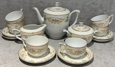 花器☆NARUMI BORN CHINA Narumi Bone China Tea Set Teapot Creamer Sugar Bowl Cups Saucers