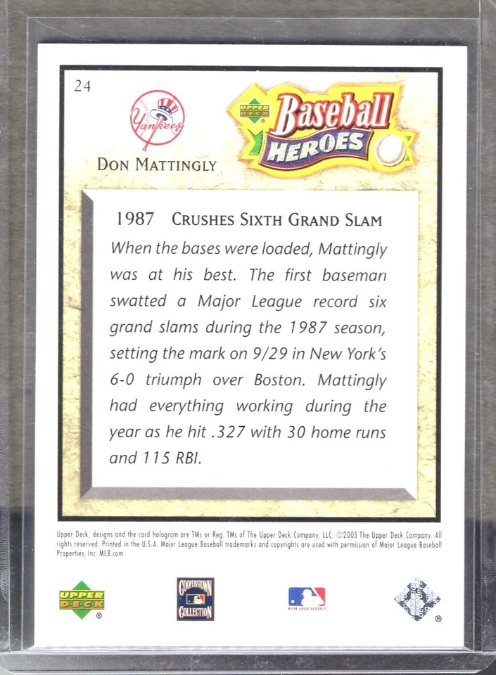 2005 Upper Deck Baseball Heroes #24 Don Mattingly - Image 2 of 2