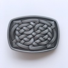Antique Silver Cross Celtic Knot Rectangle Belt Buckle also Stock in the US