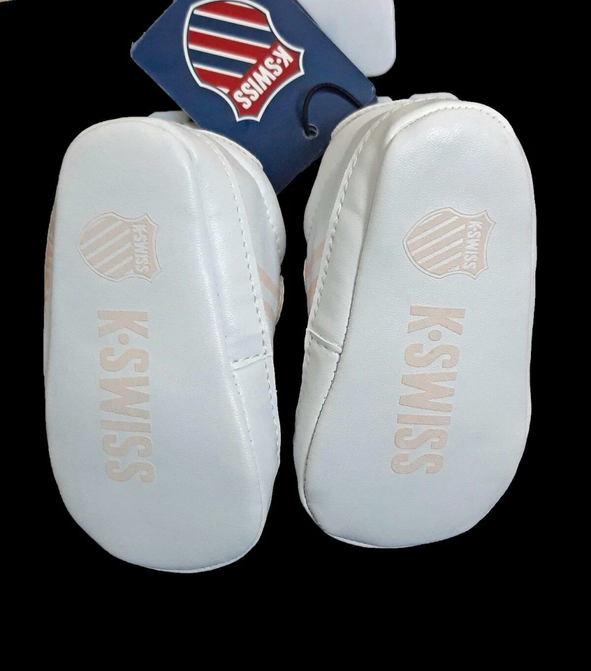 NWT K-SWISS Baby Girls White with Pink Crib Shoes(Size 1, 3) NEW - Image 4 of 4