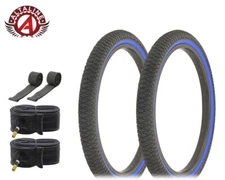 ALTALINE Bicycle 20" x 1.95" Black/BLUE X-PERFORM (2) TIRES, TUBES, & STRIPS BMX