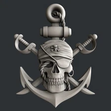 3d STL models for CNC, Artcam, Aspire, pirate skull