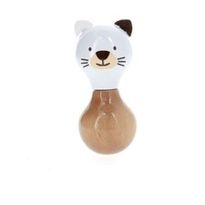 Hochet maracas en bois massif laqué Mariette la minette Made in Jura-Vilac 8075W