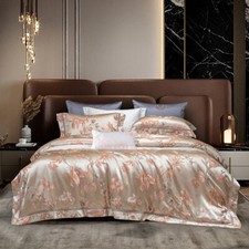 Natural Silk Cotton Bedding Set 4pcs Quilt Cover Bed Cover/Flat/Fitted Sheet Set