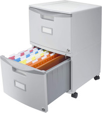 Two-Drawer Mobile File Cabinet with Lock, 14.8 X 18 X 26-Inch, Gray 6131B1C 