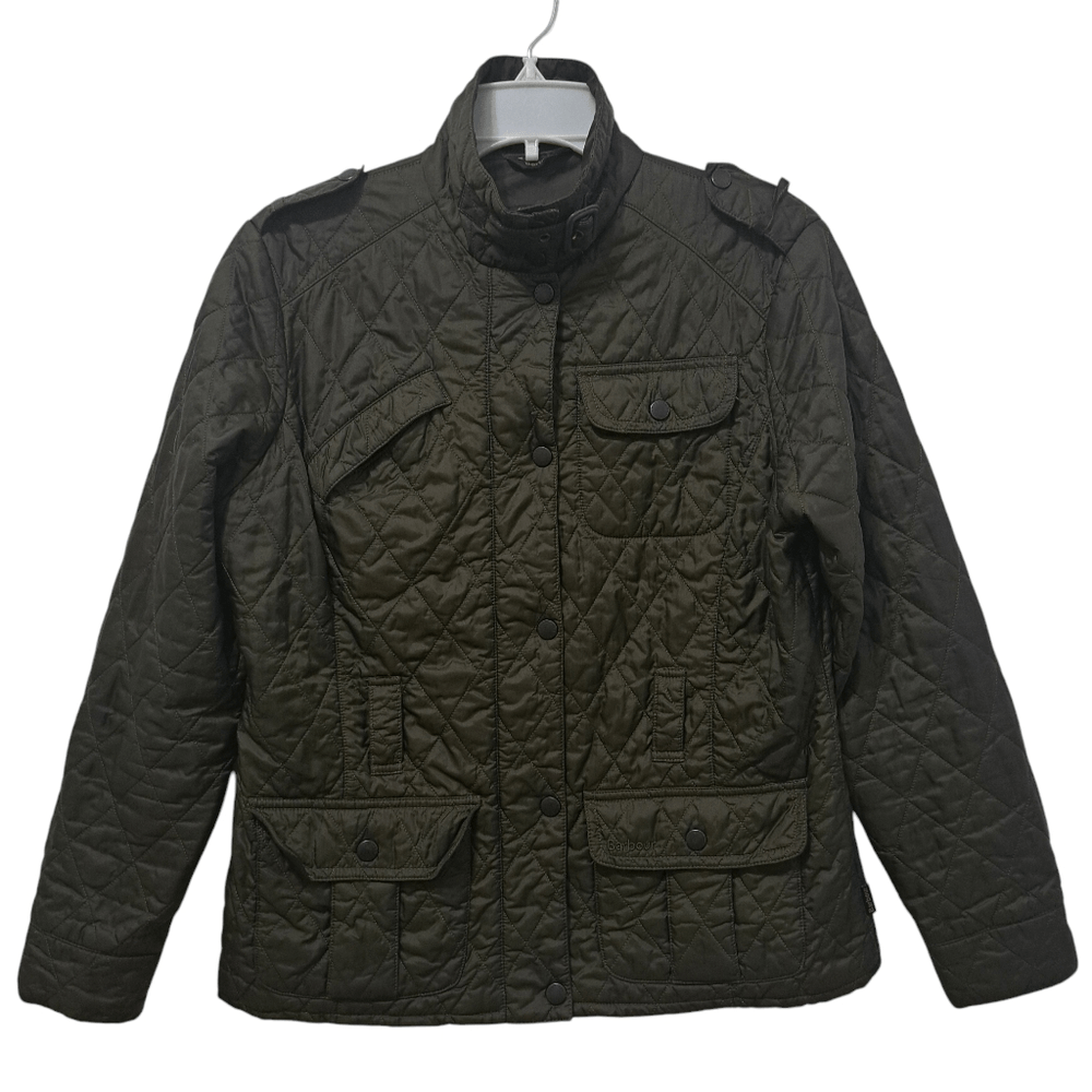 Barbour Women's Amelia Flyweight Quilted Military Zip-Up Jacket Missing Belt 8