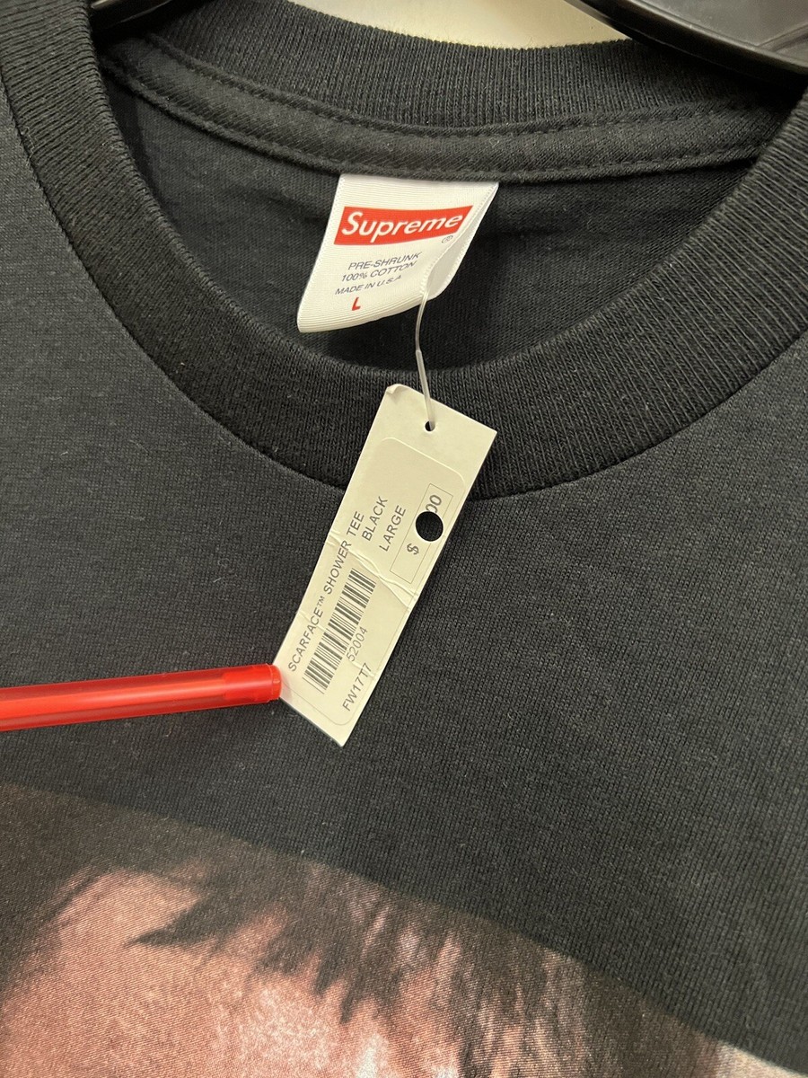 FW17 Supreme Scarface Shower Tee Sz L Large Black Tony Montana