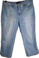 Bandolino Cotton Blend Polka Dot Embellished Mandi Capri In Size 8