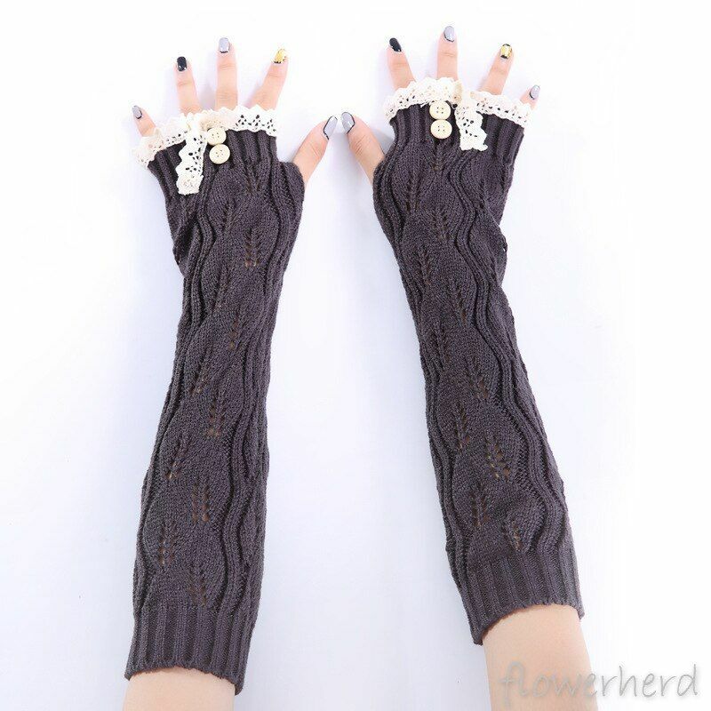 小物 s@ki Lowgauge Fingerless Knit Glove QUUPY 1 Pair Half Finger Gloves Winter Warm Fingerless